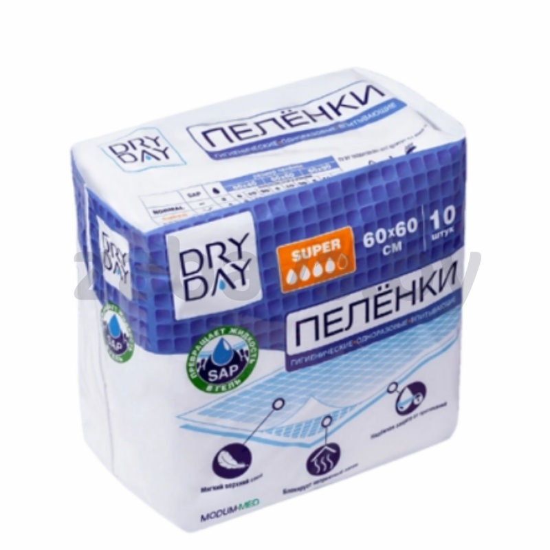 Пеленки впитывающие Dry Day, 60×60, 10 шт.