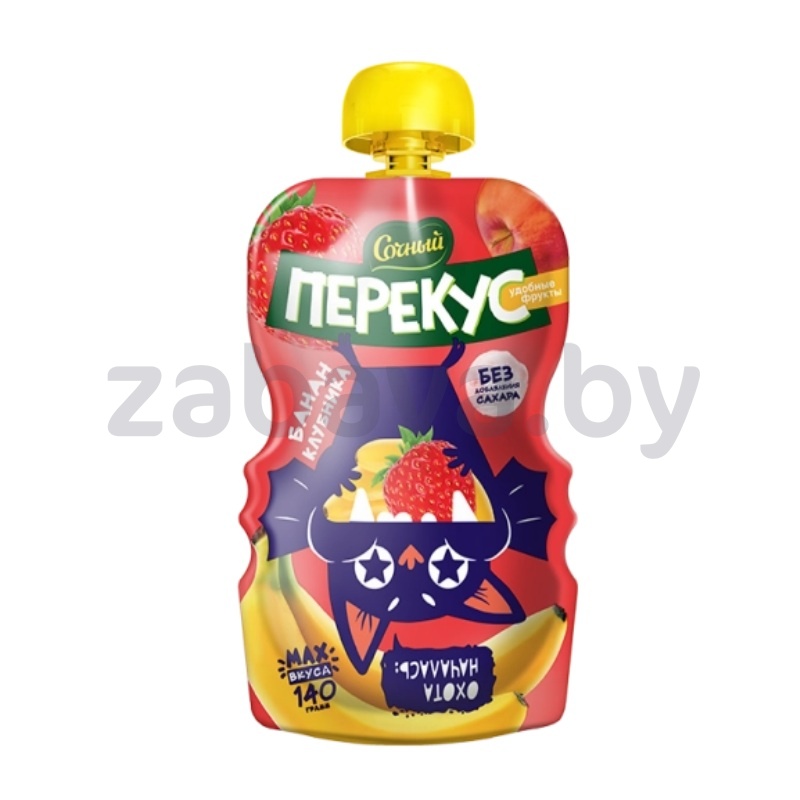 Пюре «Сочный перекус», 140 г, яблоко-банан-клубника
