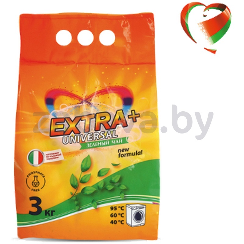 Стиральный порошок Extra Universal, зеленый чай, 3 кг
