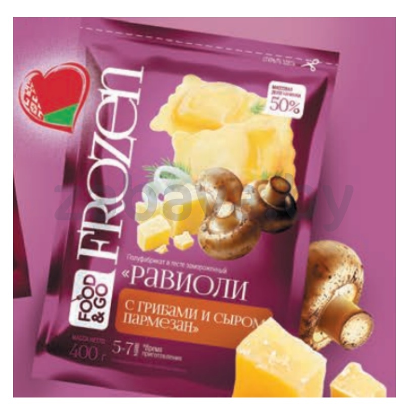 Равиоли Food&Go, с гриб. и сыром пармезан, зам., 400 г