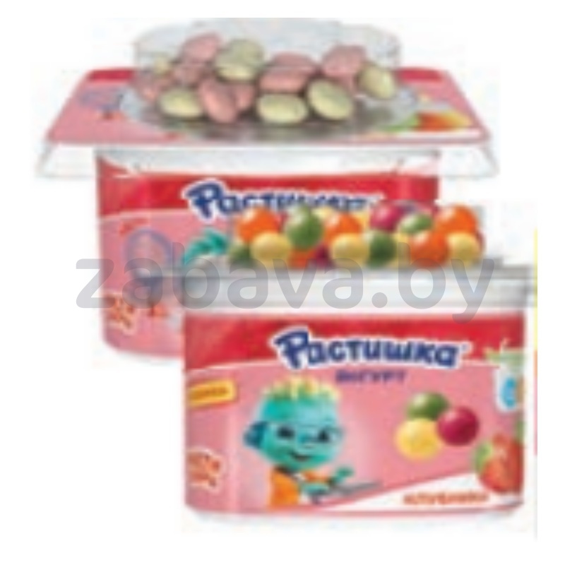 Йогурт «Растишка», яблоко-груша-печ. в шок. или клубн. и драже в глазури, 3%, 118/116 г