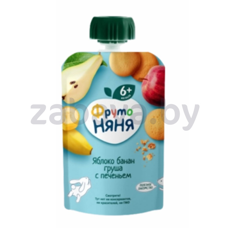 Пюре «Фруто Няня», яблоко-банан-груша-печенье, 90 г
