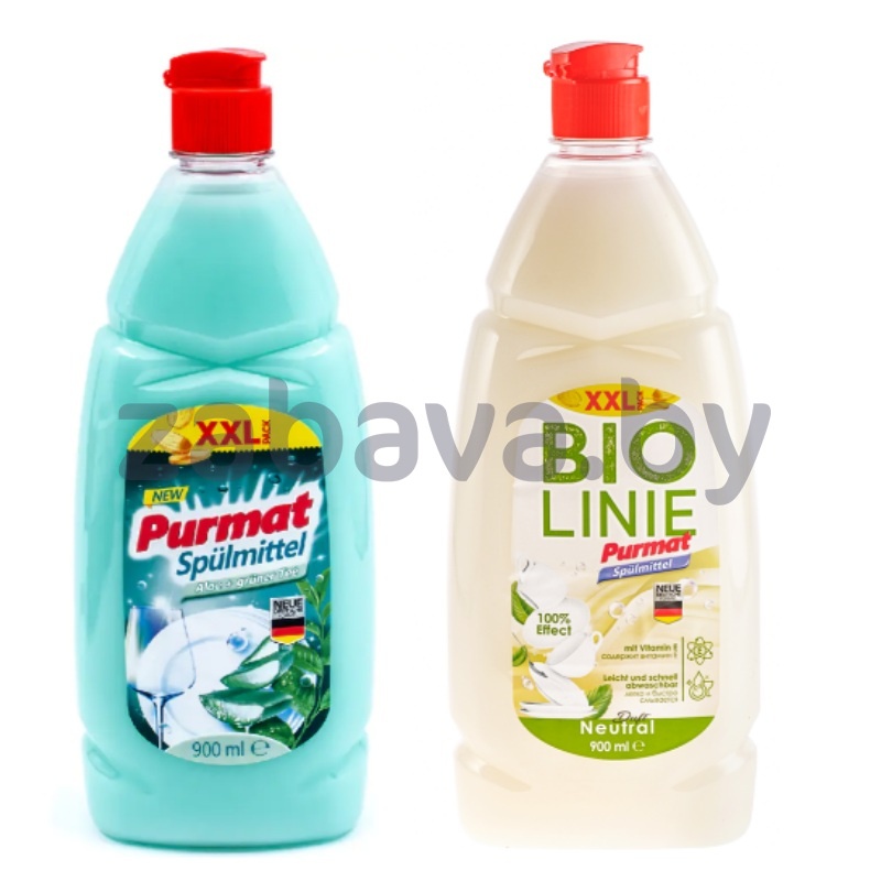 Бальзам д/мытья посуды Purmat, Aloe + Gruner Tee или Glycerin+vit. E, 900 мл