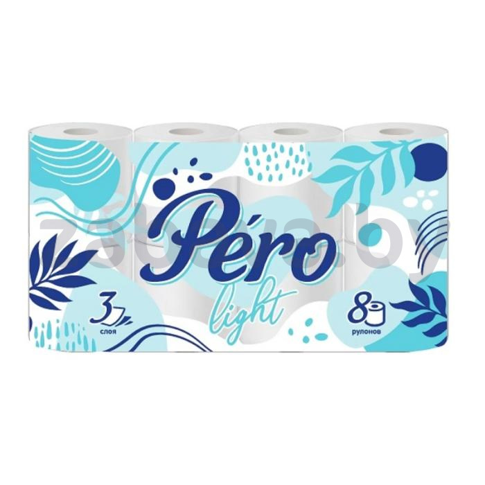 Бумага туалетная Pero Light, 3 слоя, 8 рулонов