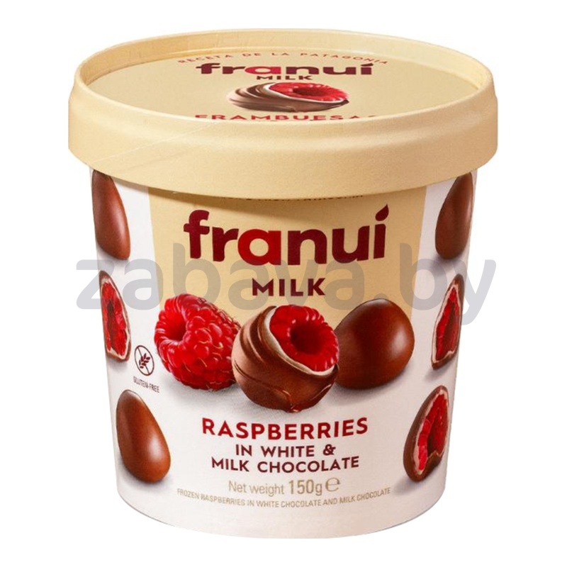 Ягоды малины Franui в бело-мол.шоколаде, замор., 150 г, Испания