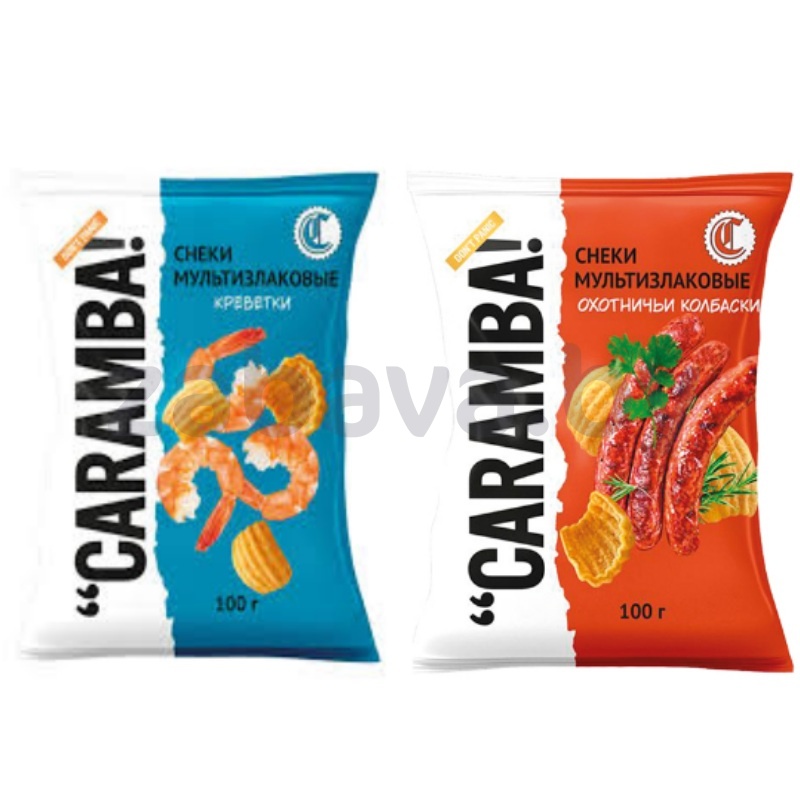 Снеки мультизлак. Caramba!, со вк. креветки или охотн. колбасок, 100 г
