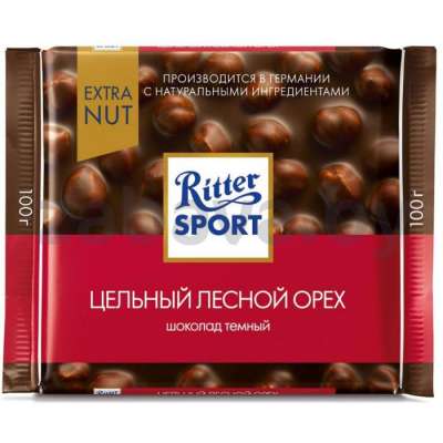 Шоколад RItter Sport, темный лесной орех/молочный, 100 г