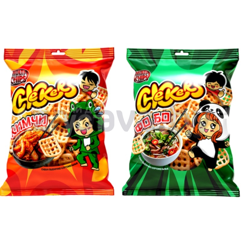 Снеки пшеничные Cheeckers, со вкусом кимчи или фо бо, 70 г