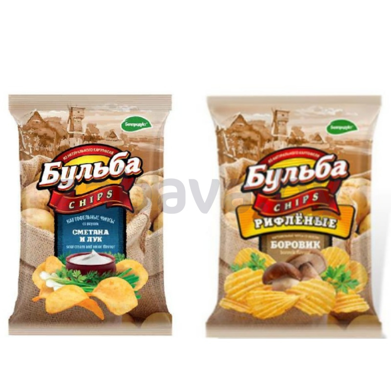 Чипсы «Бульба Chips» сметана и лук/боровик, 75 г