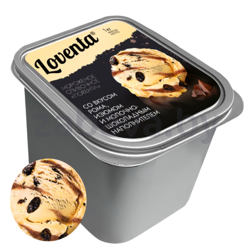 Мороженое сливочн. Loventa, ром-изюм-шоколад, 1 кг