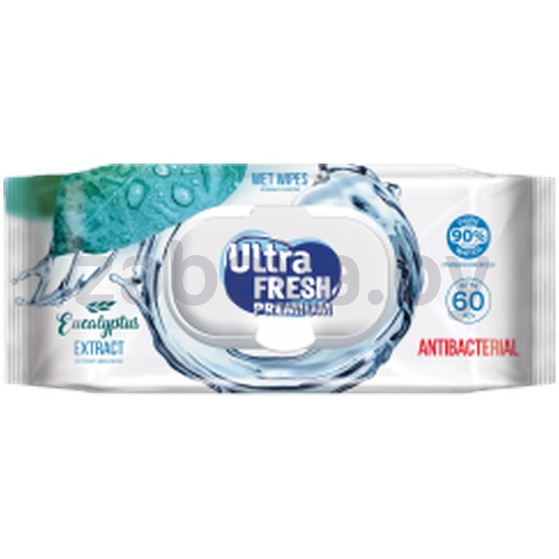 Салфетки влажн. Ultra Fresh, Premium Antibacterial, с экстрактом эвкалипта, 60 шт.