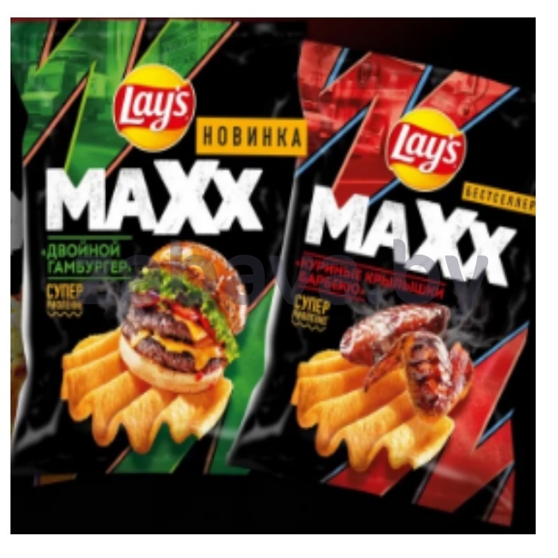 Чипсы Lay's Maxx, куриные крылышки или двойной гамбургер, 100 г