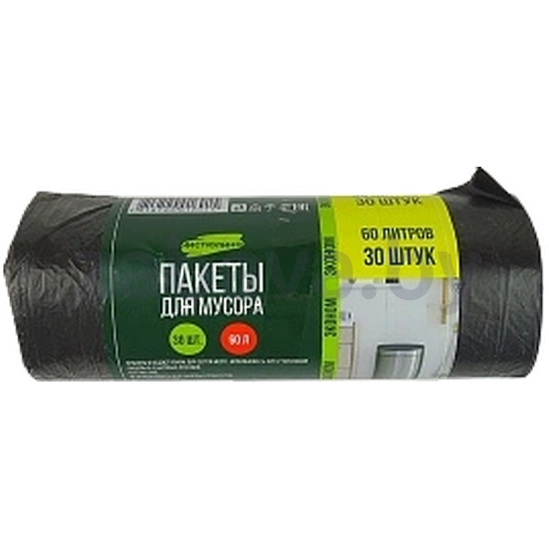 Мешки для мусора в рулоне «Чистюлино», 60 л, 30 шт.