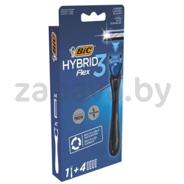 Станок для бритья Bic Flex3 Hybrid, 1 шт. + 4 касс.