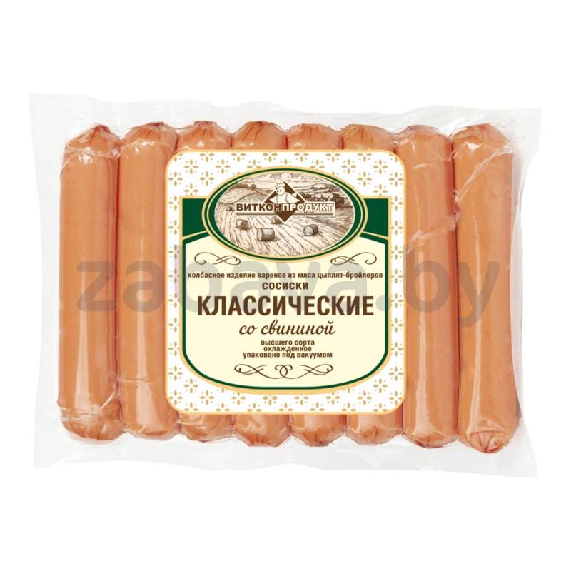 Сосиски «Классические со свининой», высший сорт, «Витконпродукт», 530 г