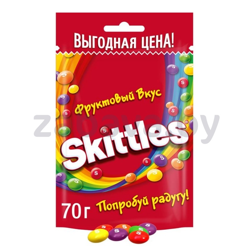 Драже Skittles в сахарной глазури, фруктовый вкус, 70 г