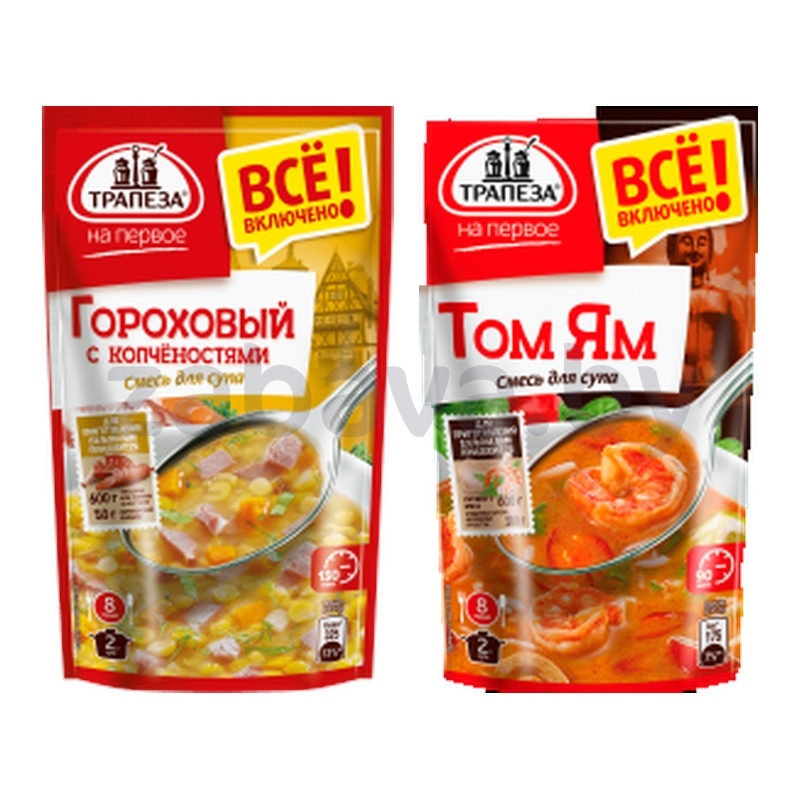 Смесь д/супа «Трапеза на первое», гороховый с копченостями или том ям, 130 г