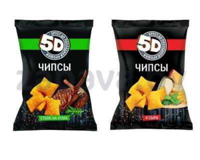 Чипсы пшеничные 5D, «Стейк на углях» или «4 сыра», 90 г