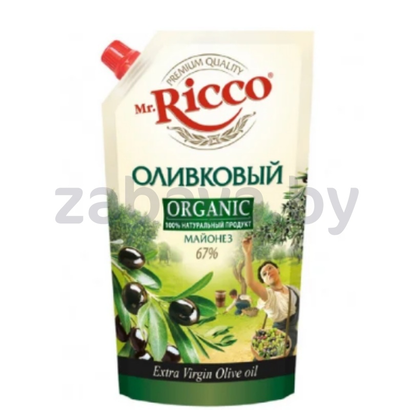 Майонез Mr. Ricco Extra Virgin Organic, оливковый, 67%, 375 г