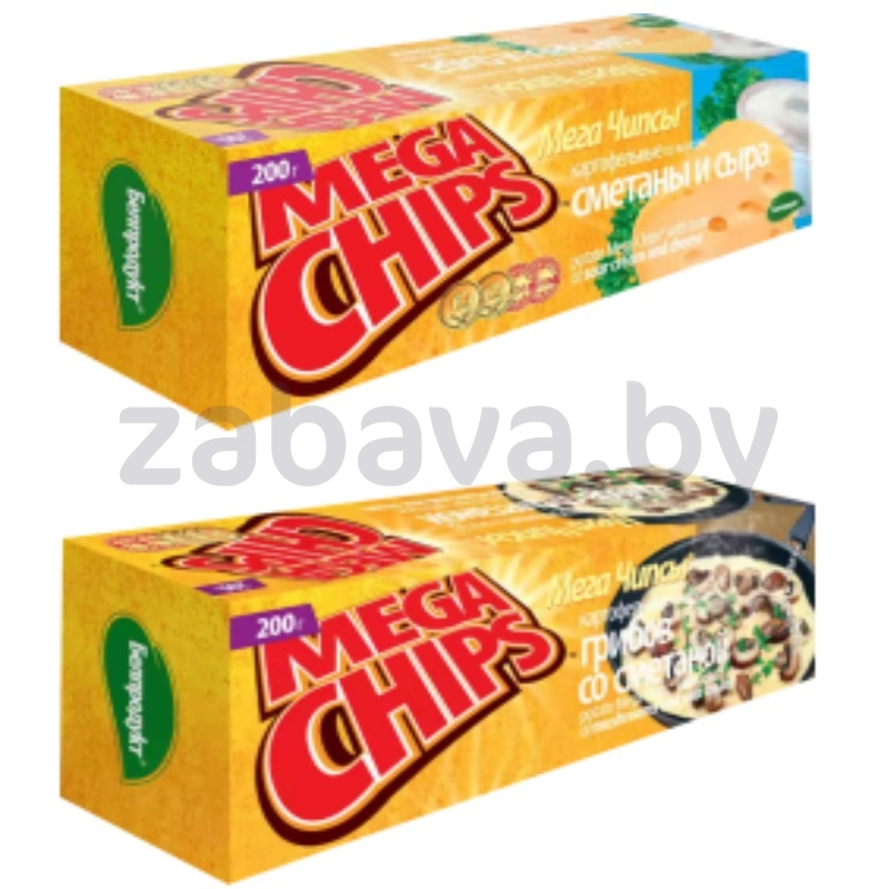Чипсы «Mega Chips», сметана-сыр или грибы-сметана, 200 г