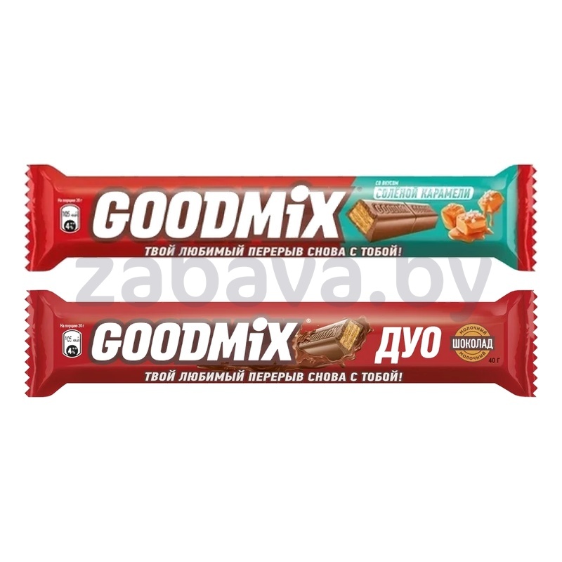 Батончик Goodmix Duo, original или карамель, 40 г
