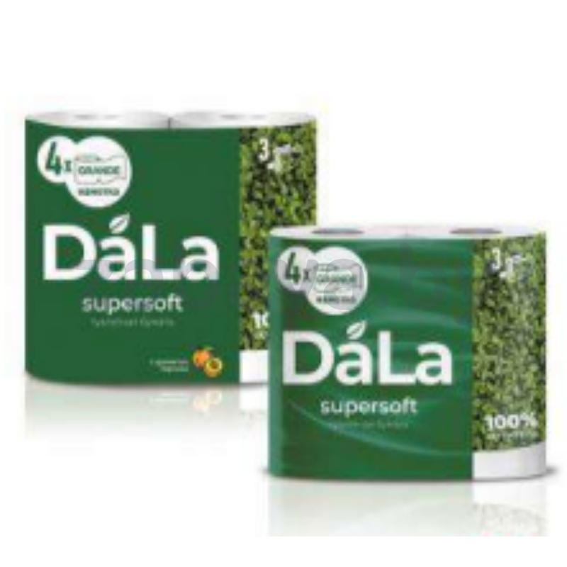 Бумага туалетная Dala, 3 сл., 4 рул., двойн. намот.