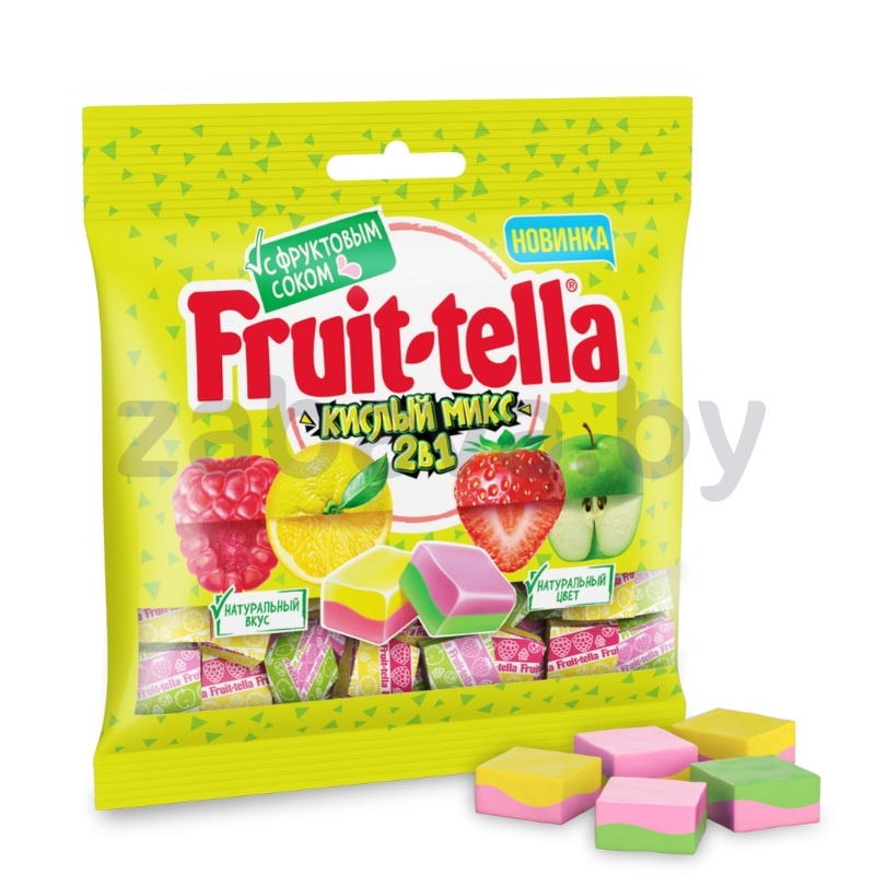Кон­фе­ты же­ва­тель­ные Fruit-tella, кислый микс, 70 г