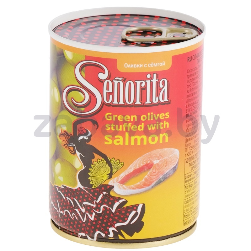 Оливки зел. Senorita, фарш. семгой, 280 г
