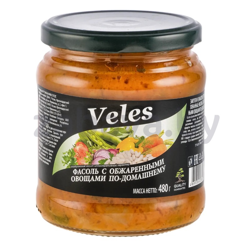 Закуска из фасоли Veles, с обжар. овощами, 480 г