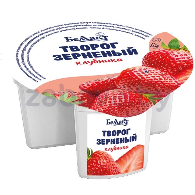 Творог зерненный «Беллакт», 5%, клубника, 130 г