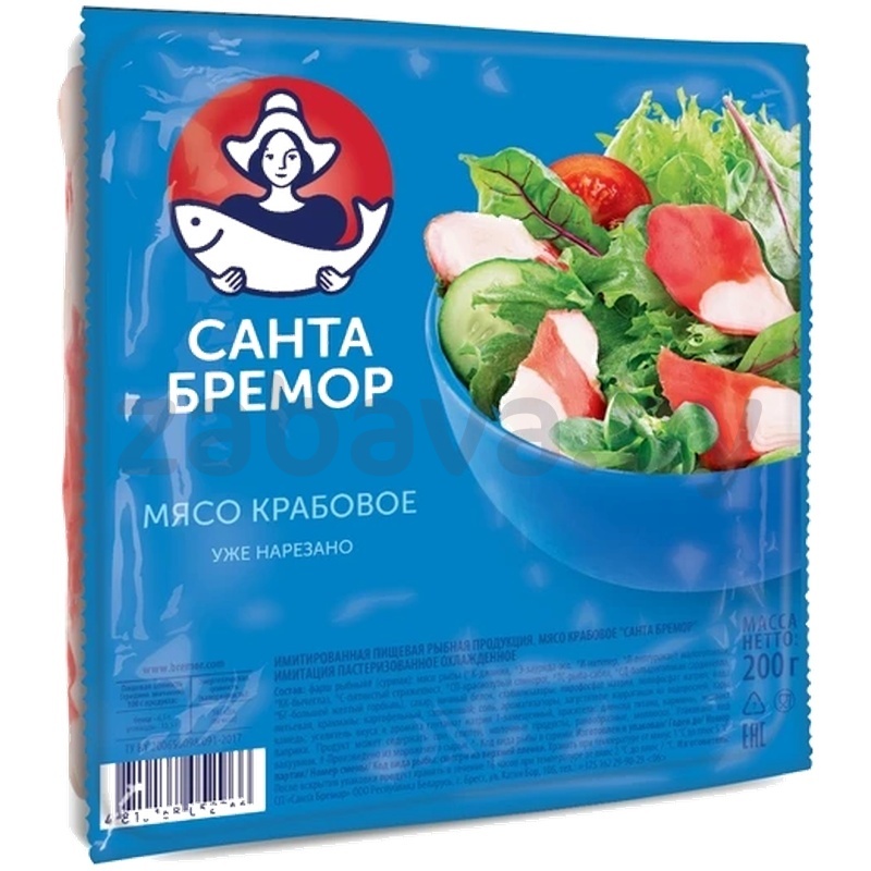 Крабовое мясо «Санта Бремор», имитация, охл., 200 г