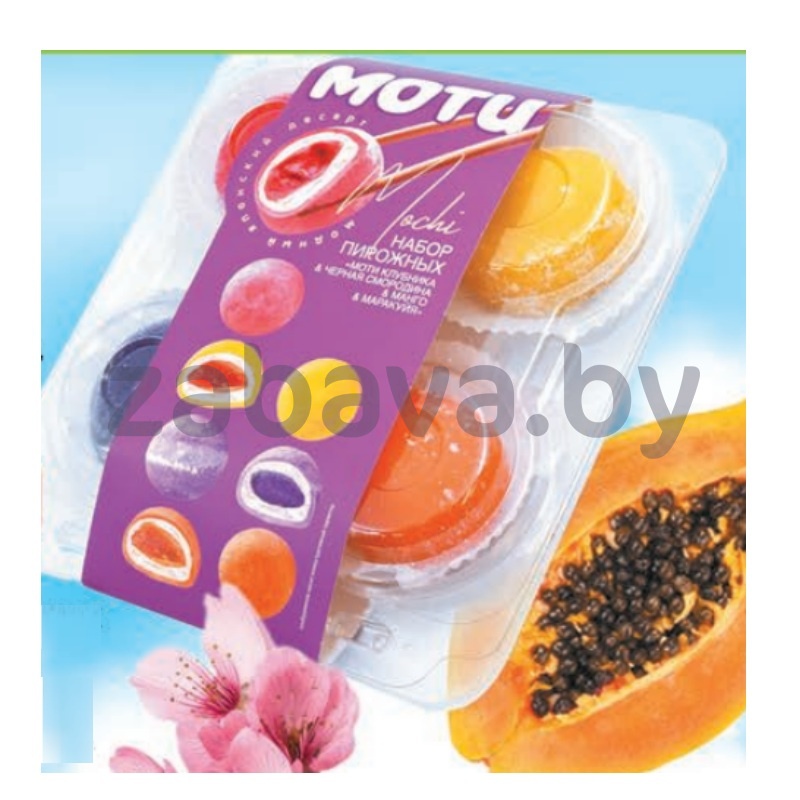 Набор пирожных моти «Клубника, смородина, манго, маракуйя», 240 г