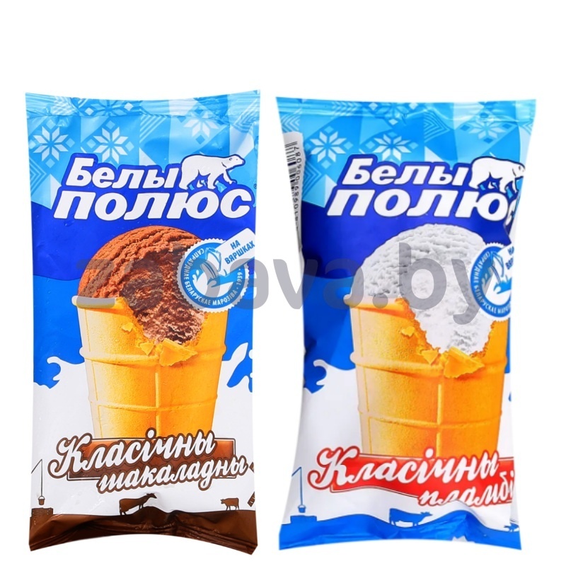 Мороженое пломбир «Белы полюс», классический, 70 г, ваниль/шоколад