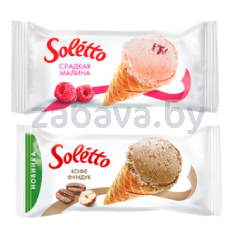 Мороженое Soletto, сладкая малина или кофе-фундук, 75 г