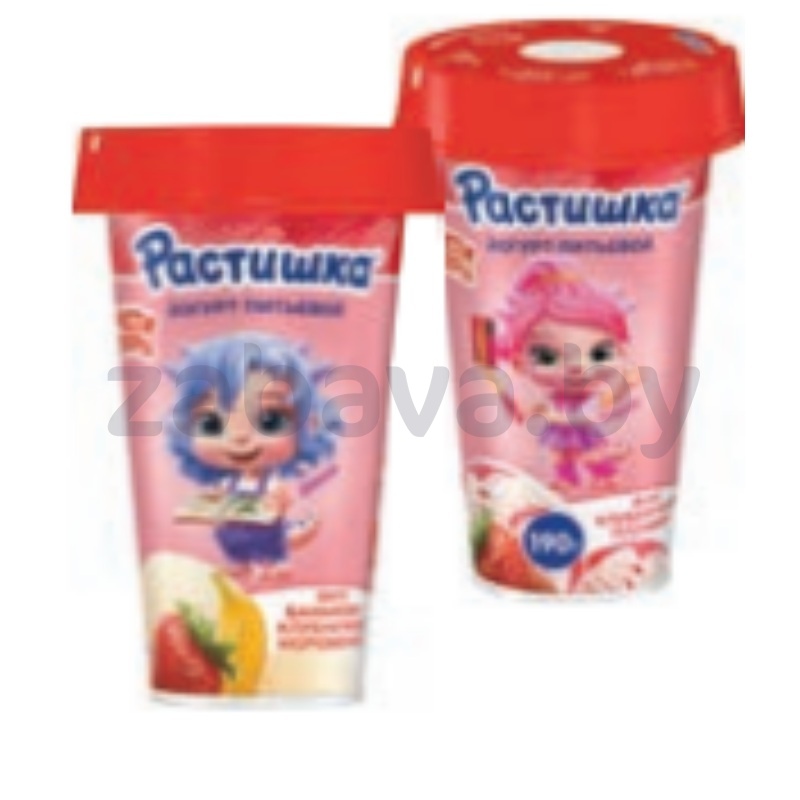 Йогурт питьевой «Растишка», клубничн. пломб. или банан.-клуб. морож., 190 г