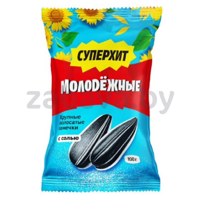 Семечки обжар. «Суперхит молодёжные», полосатые, с солью, 100 г