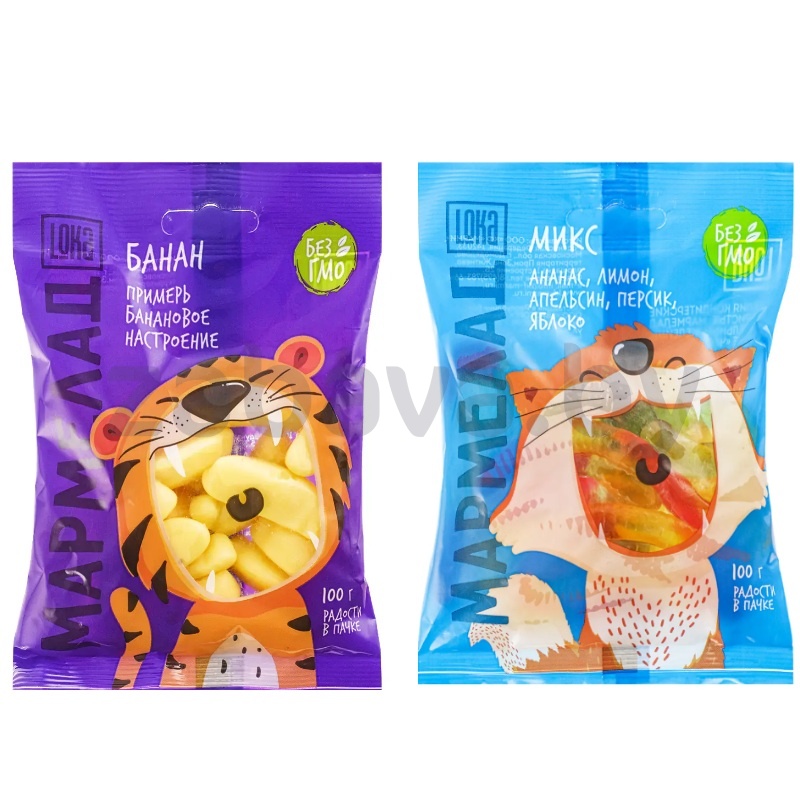 Мармелад Loka, жевательный, микс или банан, 100 г
