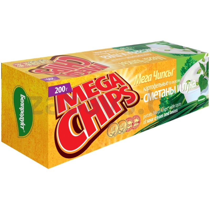 Чипсы картофельные Mega Chips, сметана или лук, 200 г