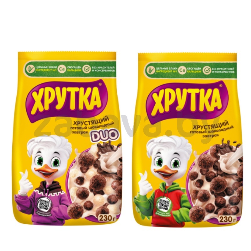 Готовый завтрак «Хрутка», шоколад, с кальцием или DUO, 230 г