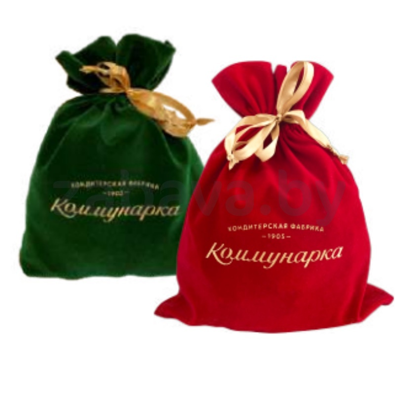 Подарок новогодний «Коммунарка», изумрудный или красный мешочек, 1 кг