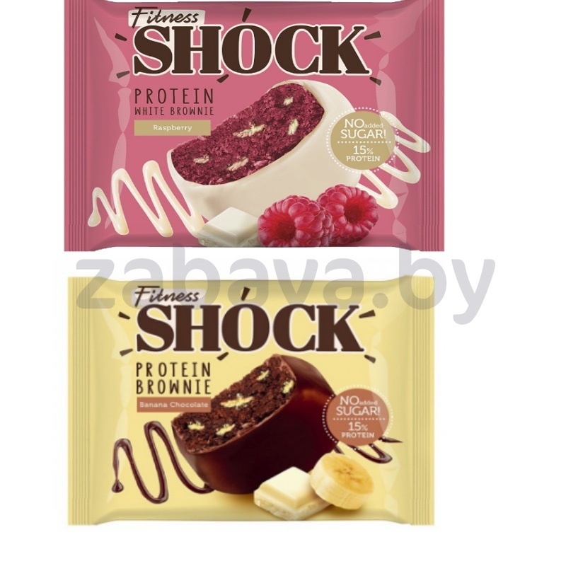 Протеиновый брауни FitnesShock, банан/малина, 50 г