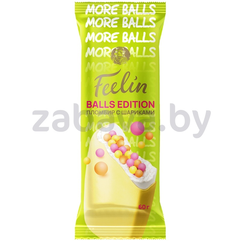 Мороженое Feelin, пломбир с шариками, РБ, 60 г