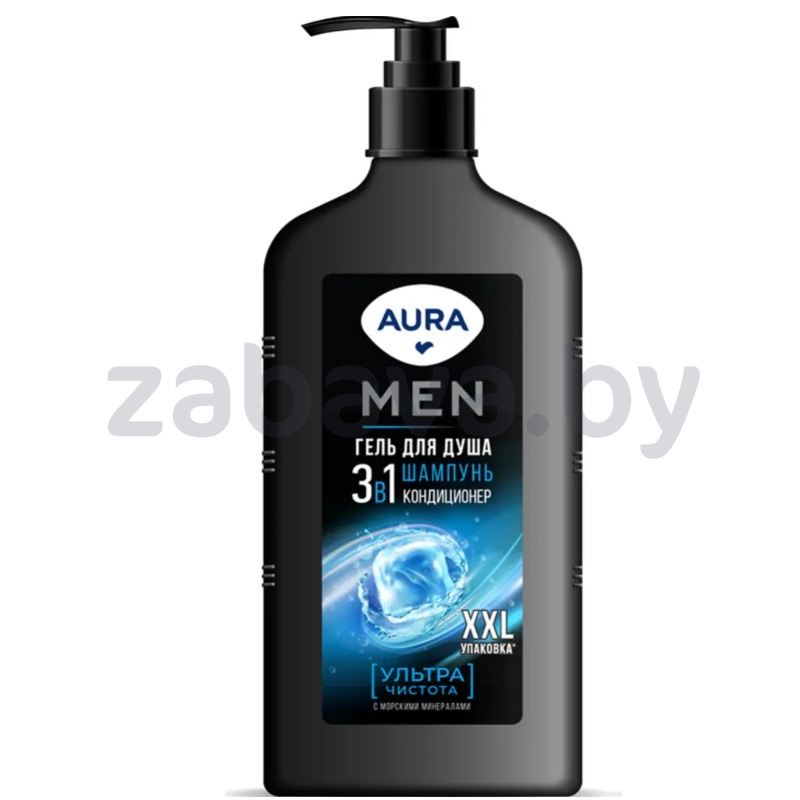 Гель для душа и шампунь 3-в-1 Aura Men, 750 мл