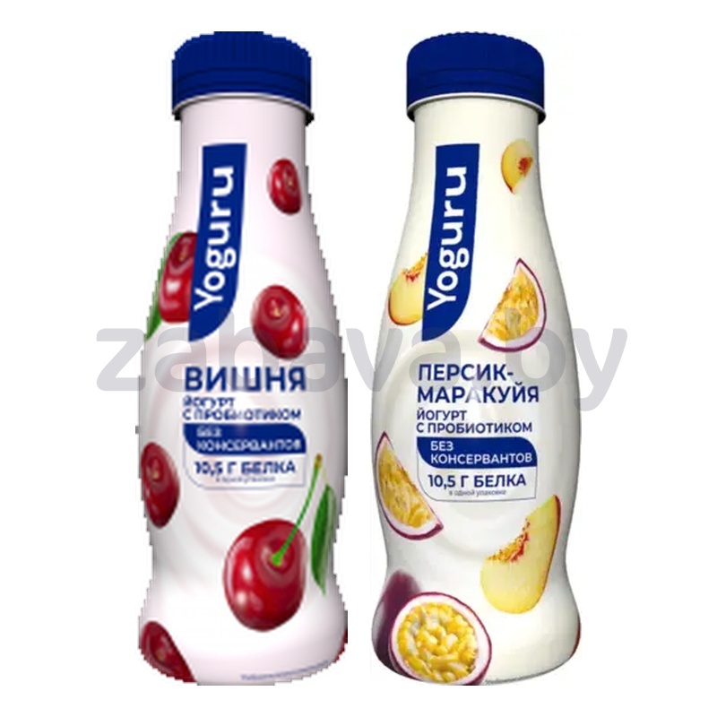 Йогурт Yoguru, вишня, персик-марак., 1,5%, 320 г