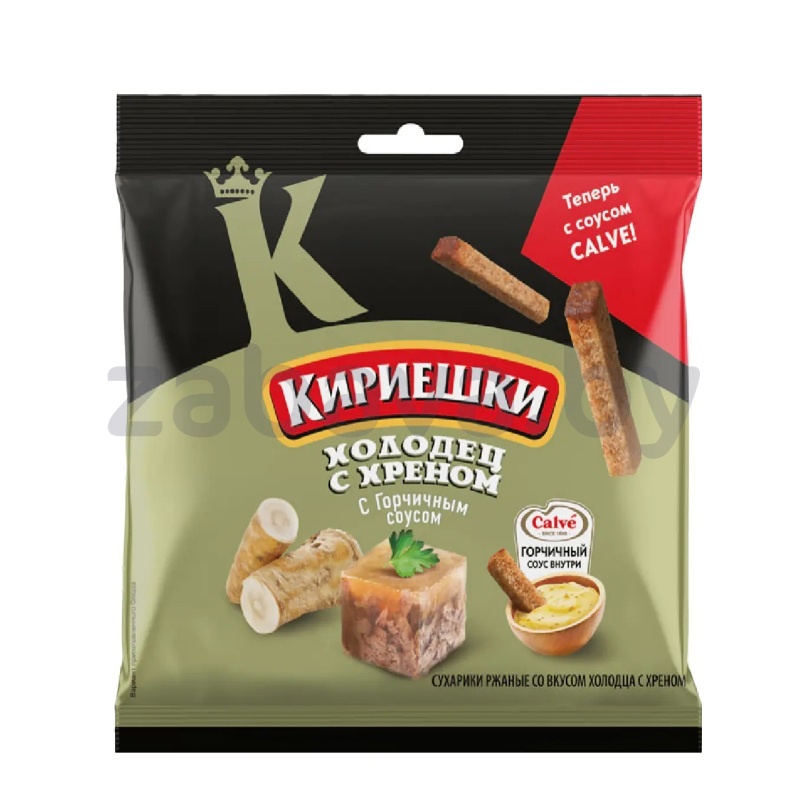 Сухарики «Кириешки» холодец с хреном и горч. соусом, 60+25 г 