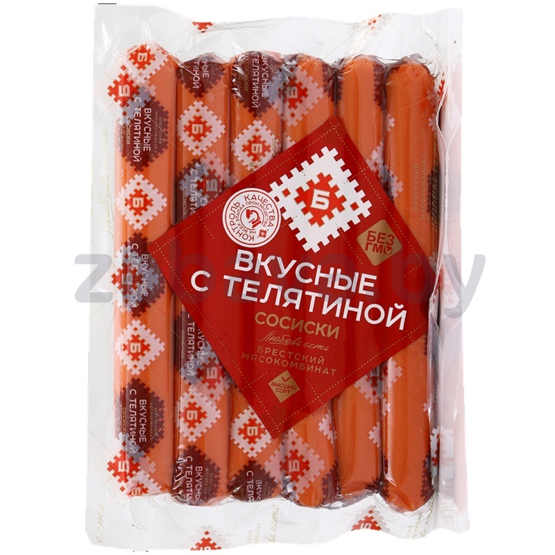 Сосиски «Вкусные с телятиной», в/с, «Брестский» МК, 280 г