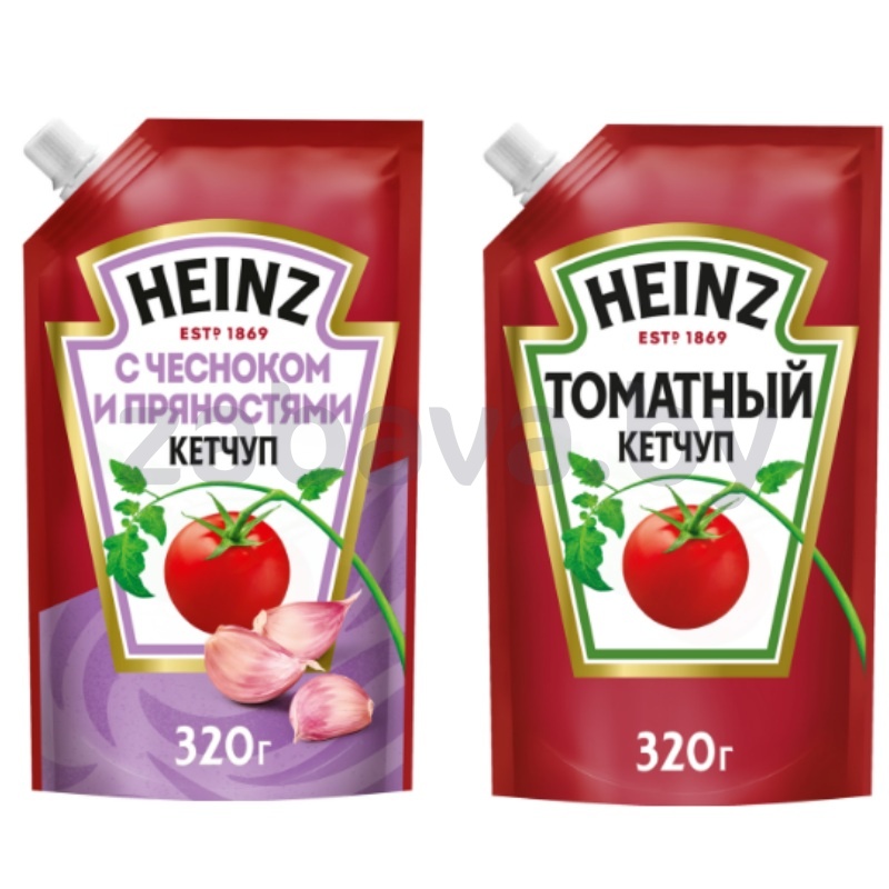 Кетчуп Heinz, томатный или с чесноком и прян., 320 г