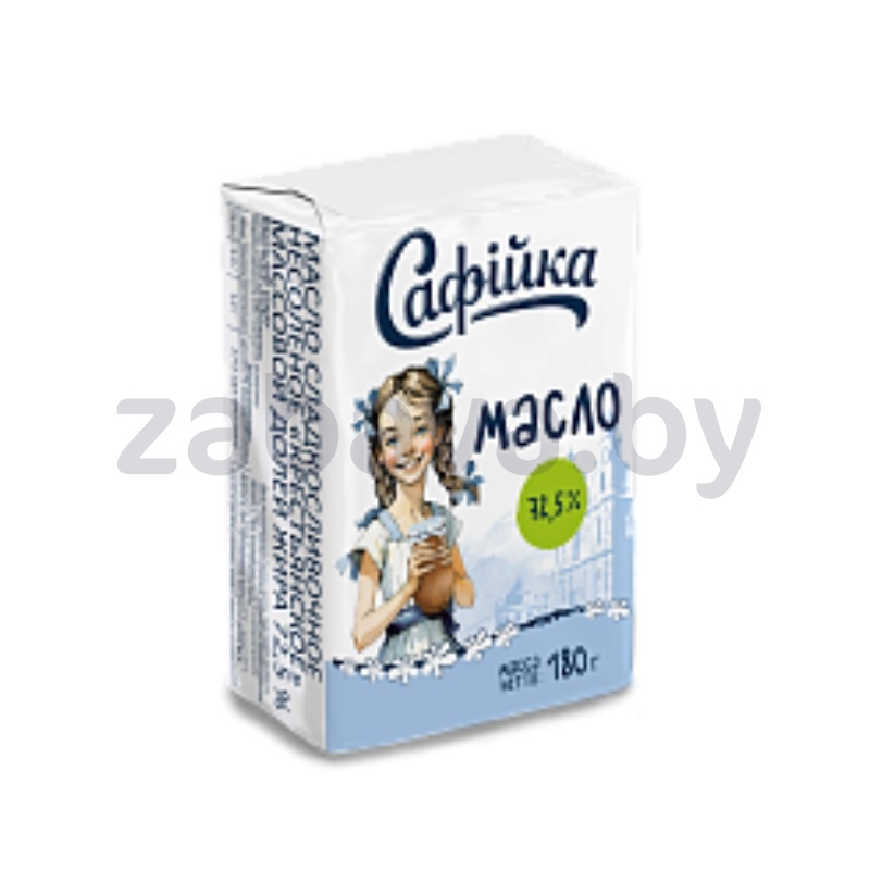 Масло сладкосливочное «Сафiйка», несоленое, 72,5%, 180 г