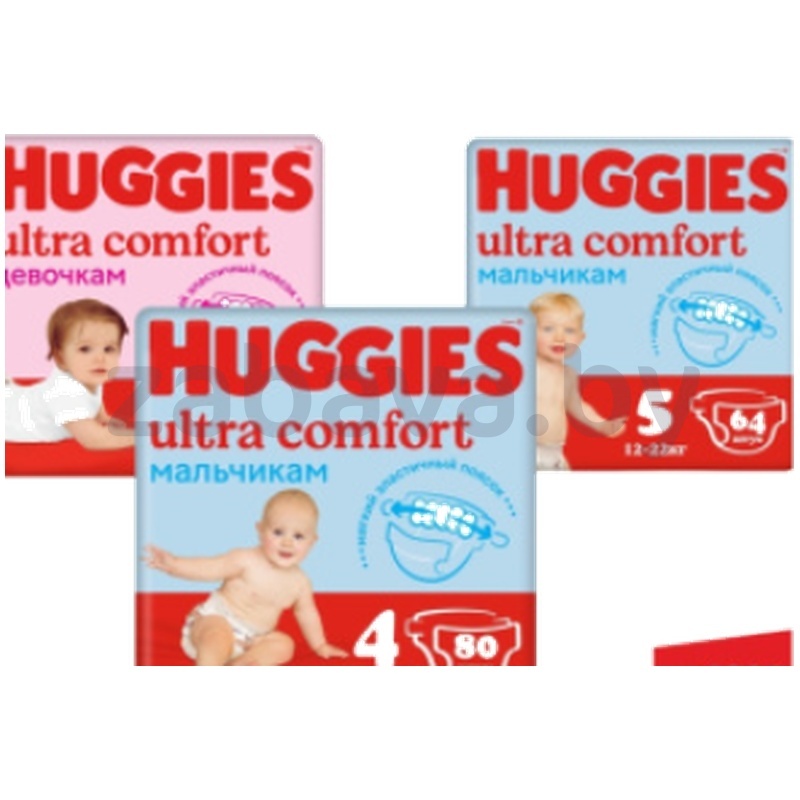 Подгузники Huggies, Ultra Comfort Giga, р-р 3, 4, 5 (94/80/64 шт.)
