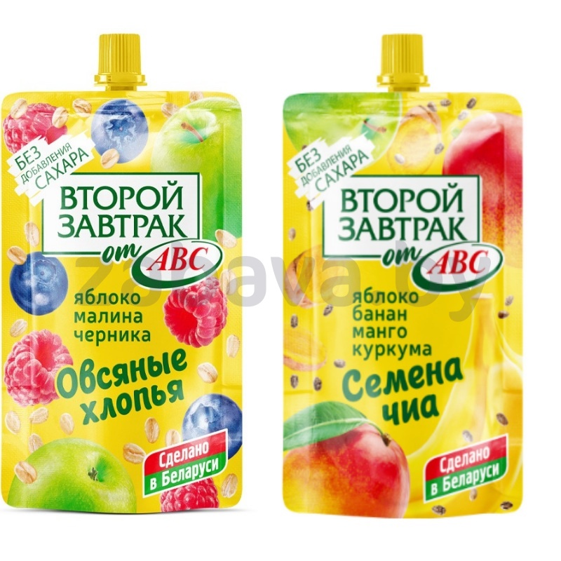 Десерт «Второй завтрак», яблоко-банан-манго или яблоко-малина-черника, 200 г